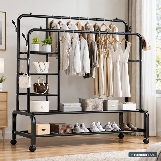Black Double Rail Garment Rack